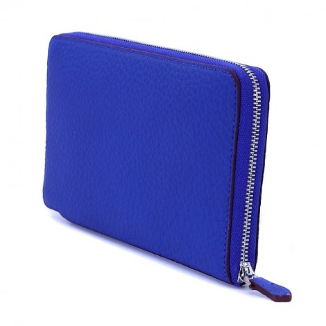 Rosaire « Helene » Women's Zipper Wallet made of Togo Leather in Electric Blue Color 15986
