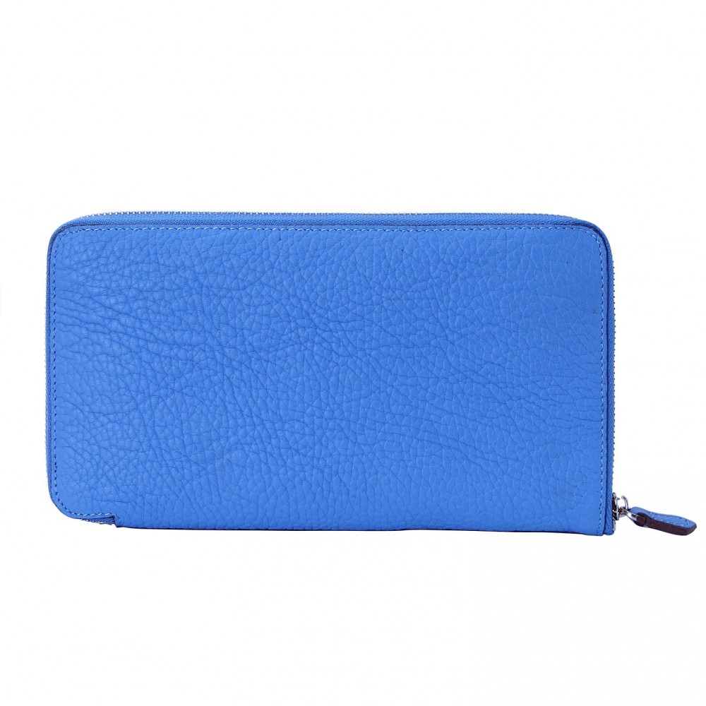 Rosaire « Helene » Women's Zipper Wallet made of Togo Leather in Blue Color 15986