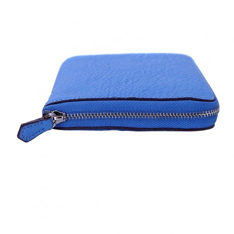 Rosaire « Helene » Women's Zipper Wallet made of Togo Leather in Blue Color 15986