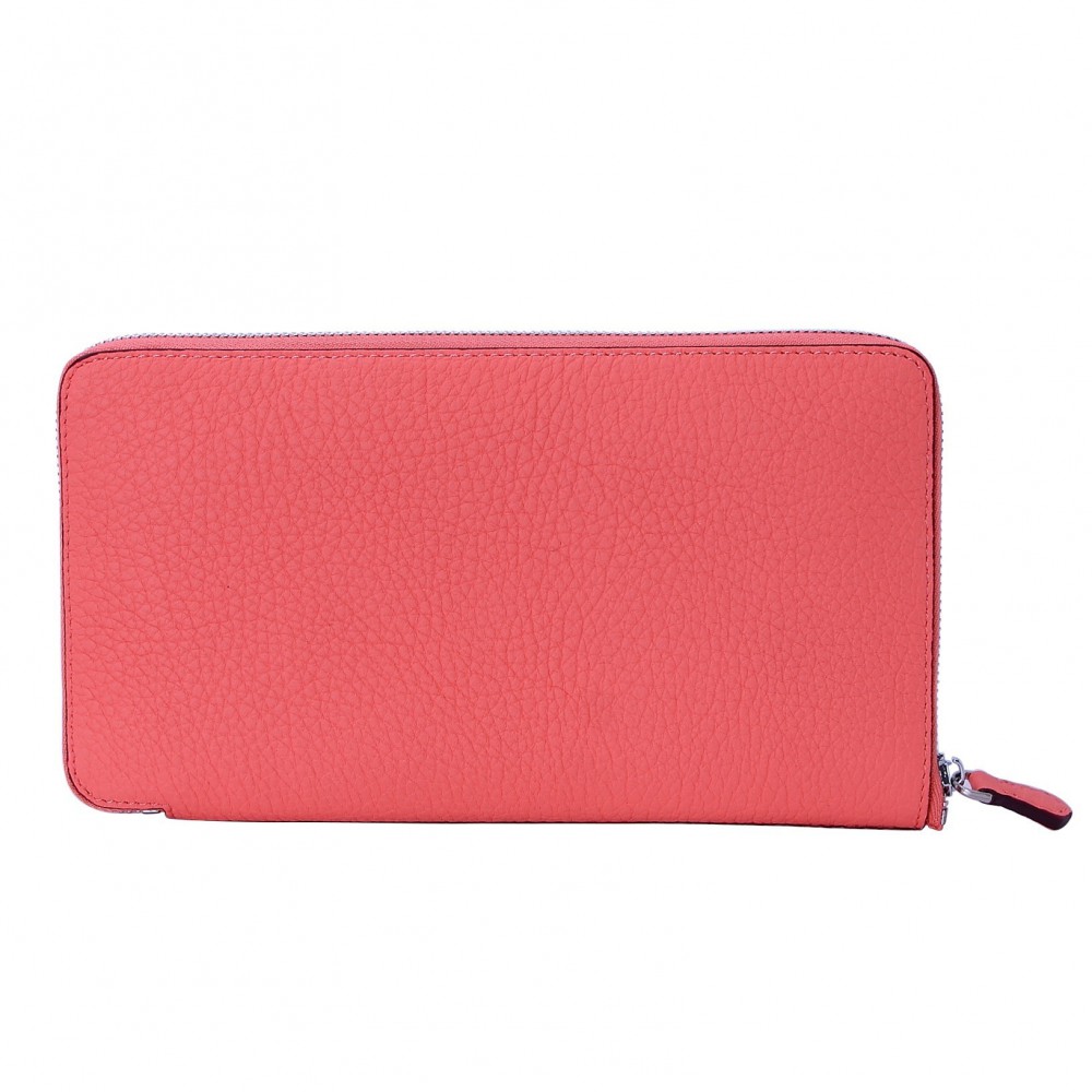 Rosaire « Helene » Women's Zipper Wallet made of Togo Leather in Red Salmon Color 15986