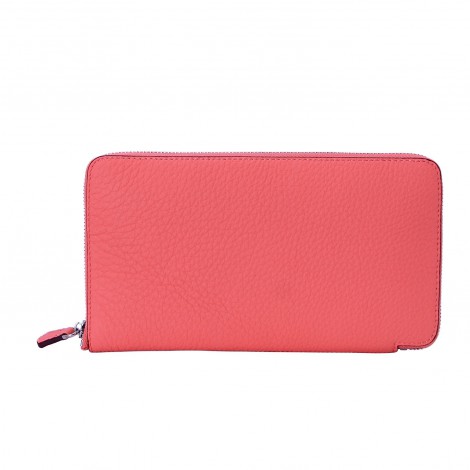 Rosaire « Helene » Women's Zipper Wallet made of Togo Leather in Red Salmon Color 15986