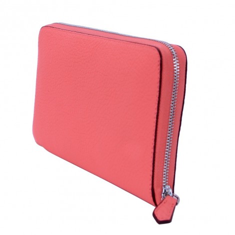 Rosaire « Helene » Women's Zipper Wallet made of Togo Leather in Red Salmon Color 15986