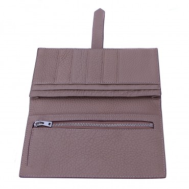 Rosaire « Catherine » Women's Togo Leather Wallet Taupe Color 15984