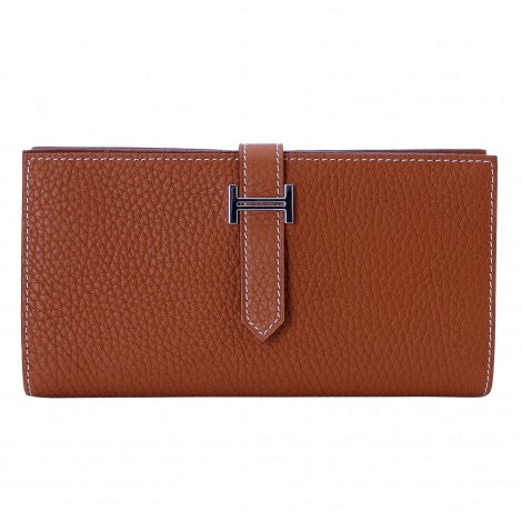 Rosaire « Catherine » Women's Togo Leather Wallet Brown Color 15984
