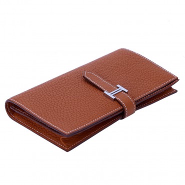 Rosaire « Catherine » Women's Togo Leather Wallet Brown Color 15984