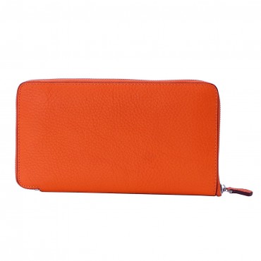 Rosaire « Helene » Women's Zipper Wallet made of Togo Leather in Orange Color 15986