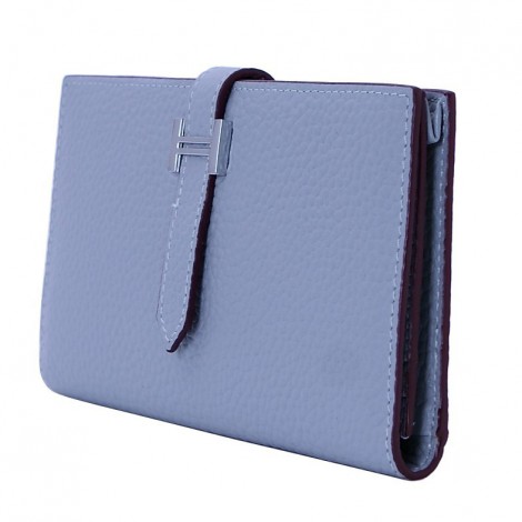 Rosaire « Catherine » Women's Togo Leather Wallet Light Blue Color 15984