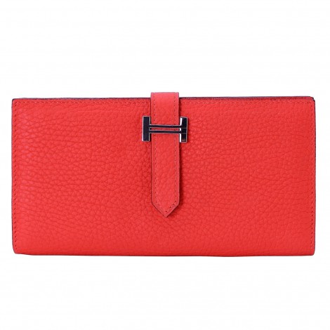 Rosaire « Catherine » Women's Togo Leather Wallet Red Color 15984