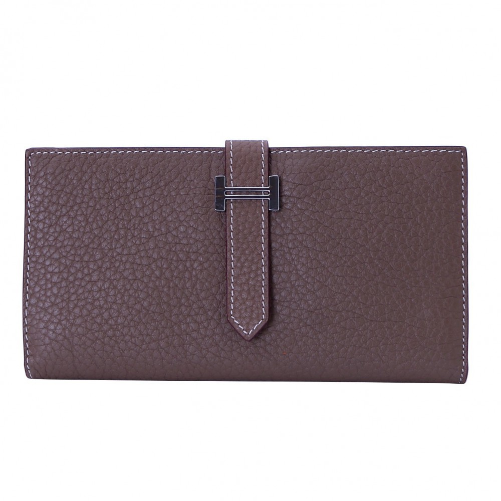 Rosaire « Catherine » Women's Togo Leather Wallet Elephant Gray Color 15984