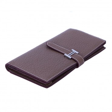 Rosaire « Catherine » Women's Togo Leather Wallet Elephant Gray Color 15984