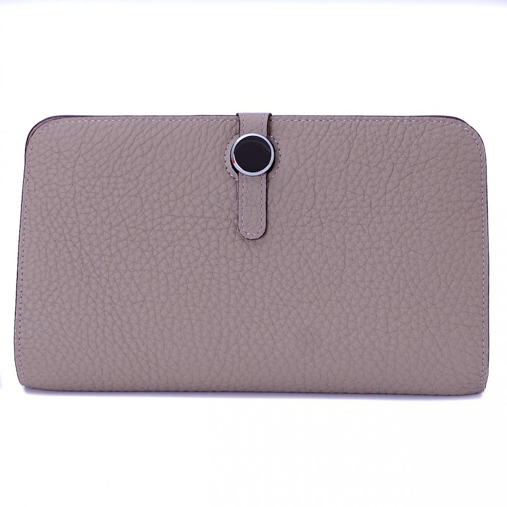 Rosaire « Harmonie » Women's Togo Leather Wallet Taupe Color 15987