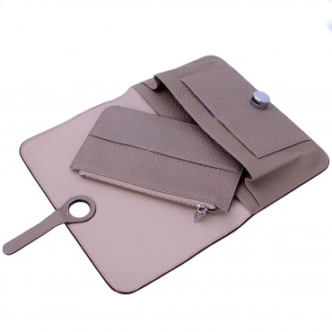 Rosaire « Harmonie » Women's Togo Leather Wallet Taupe Color 15987