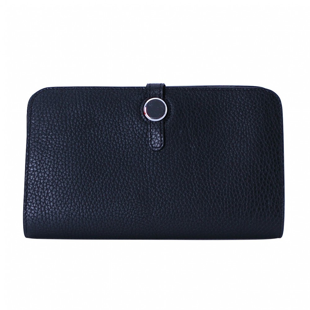 Rosaire « Harmonie » Women's Togo Leather Wallet Black Color 15987