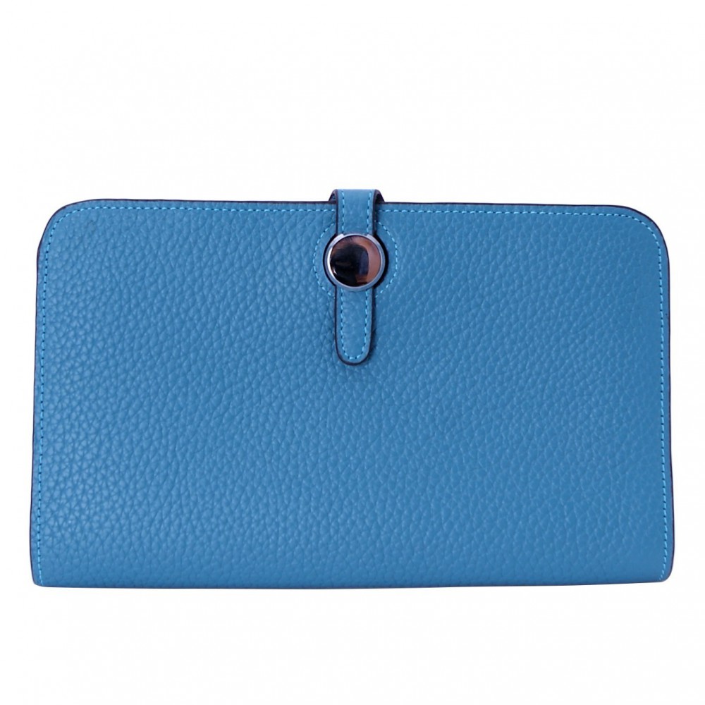 Rosaire « Harmonie » Women's Togo Leather Wallet Blue Color 15987