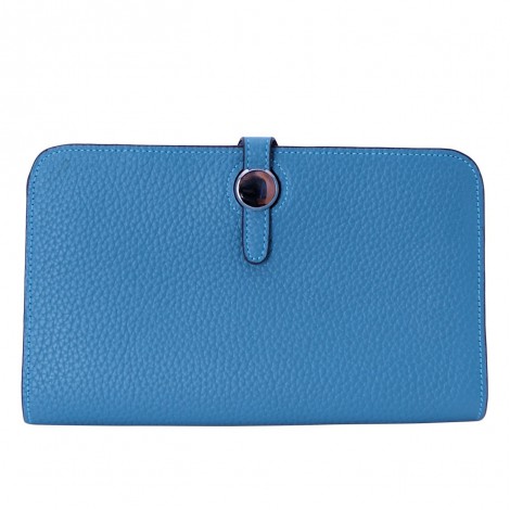 Rosaire « Harmonie » Women's Togo Leather Wallet Blue Color 15987