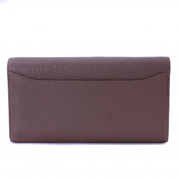 Rosaire « Huguette » Long Wallet Made of Genuine Togo Full Grain Leather in Elephant Gray Color 15985
