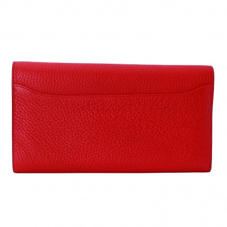 Rosaire « Huguette » Long Wallet Made of Genuine Togo Full Grain Leather in Red Color 15985