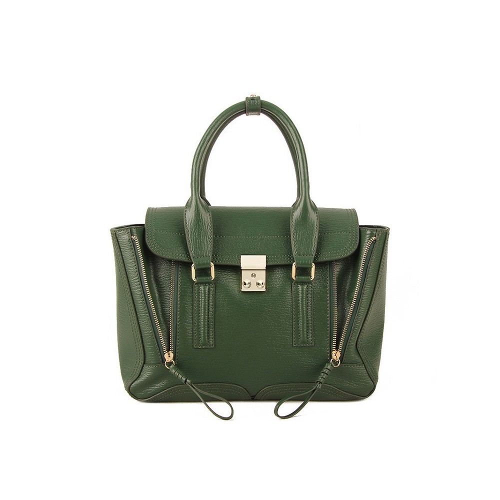 Rosaire « Royston » Satchel Bag Made of Genuine Cowhide Leather in Green Color / 75308