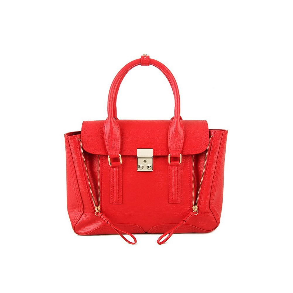Rosaire « Royston » Satchel Bag Made of Genuine Cowhide Leather in Red Color / 75308