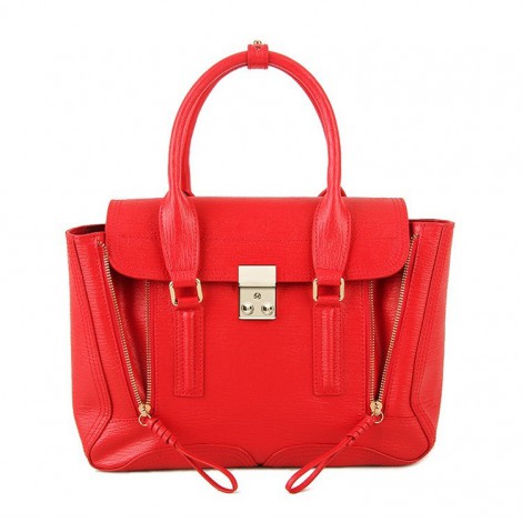 Rosaire « Royston » Satchel Bag Made of Genuine Cowhide Leather in Red Color / 75308