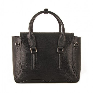 Rosaire « Royston » Satchel Bag Made of Genuine Cowhide Leather in Black & White Color / 75308