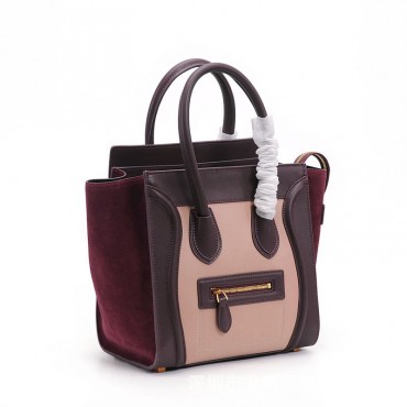 Eldora Christie Women's Leather Top Handle Bag in Red Wine / Dark Brown / Apricot Color 75309