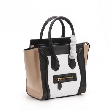 Eldora Christie Women's Leather Top Handle Bag in Black / White / Apricot  Color 75309