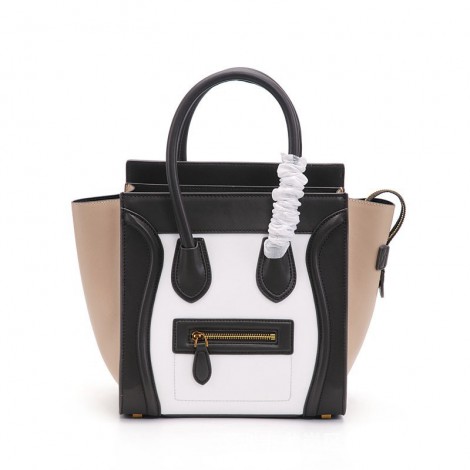 Eldora Christie Women's Leather Top Handle Bag in Black / White / Apricot  Color 75309