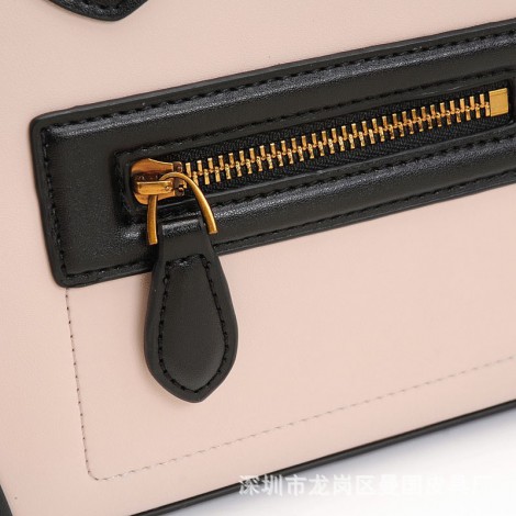 Eldora Christie Women's Leather Top Handle Bag in Black / Apricot / Orange Color 75309