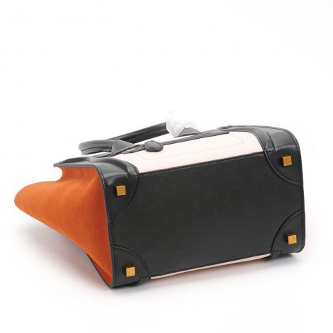 Eldora Christie Women's Leather Top Handle Bag in Black / Apricot / Orange Color 75309
