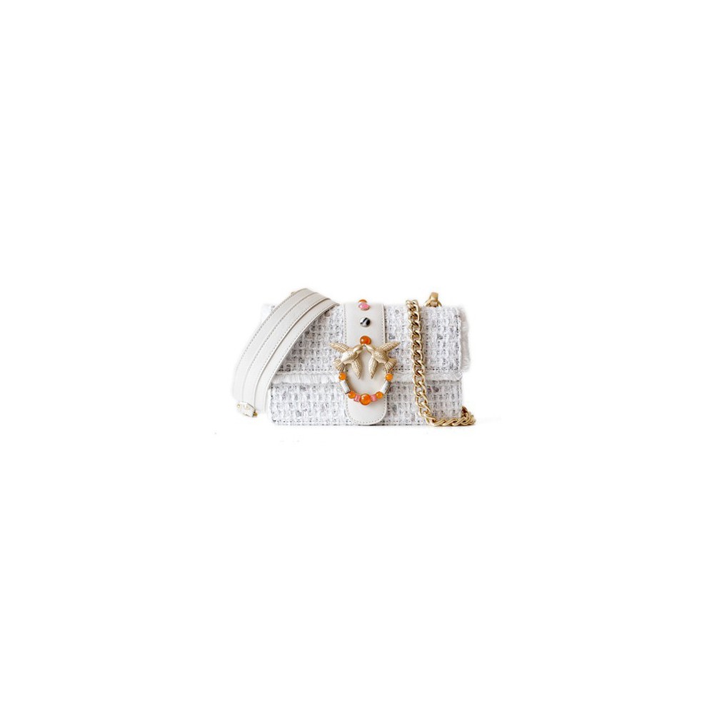 Eldora « Claris » Woolen and Cow Leather Shoulder Bag White 76399 Eldora « Claris » Woolen and Cow Leather Shoulder Bag White 76399