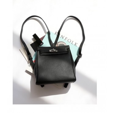 Eldora Genuine Cow Leather Backpack Bag Black 77105