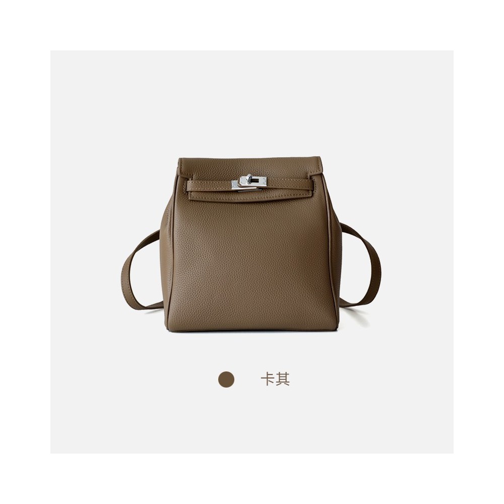 Eldora Genuine Cow Leather Backpack Bag Brown 77105