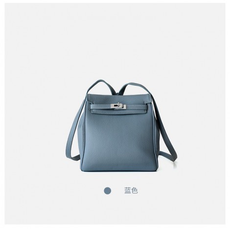 Eldora Genuine Cow Leather Backpack Bag Blue 77105