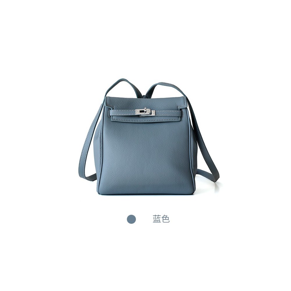 Eldora Genuine Cow Leather Backpack Bag Blue 77105