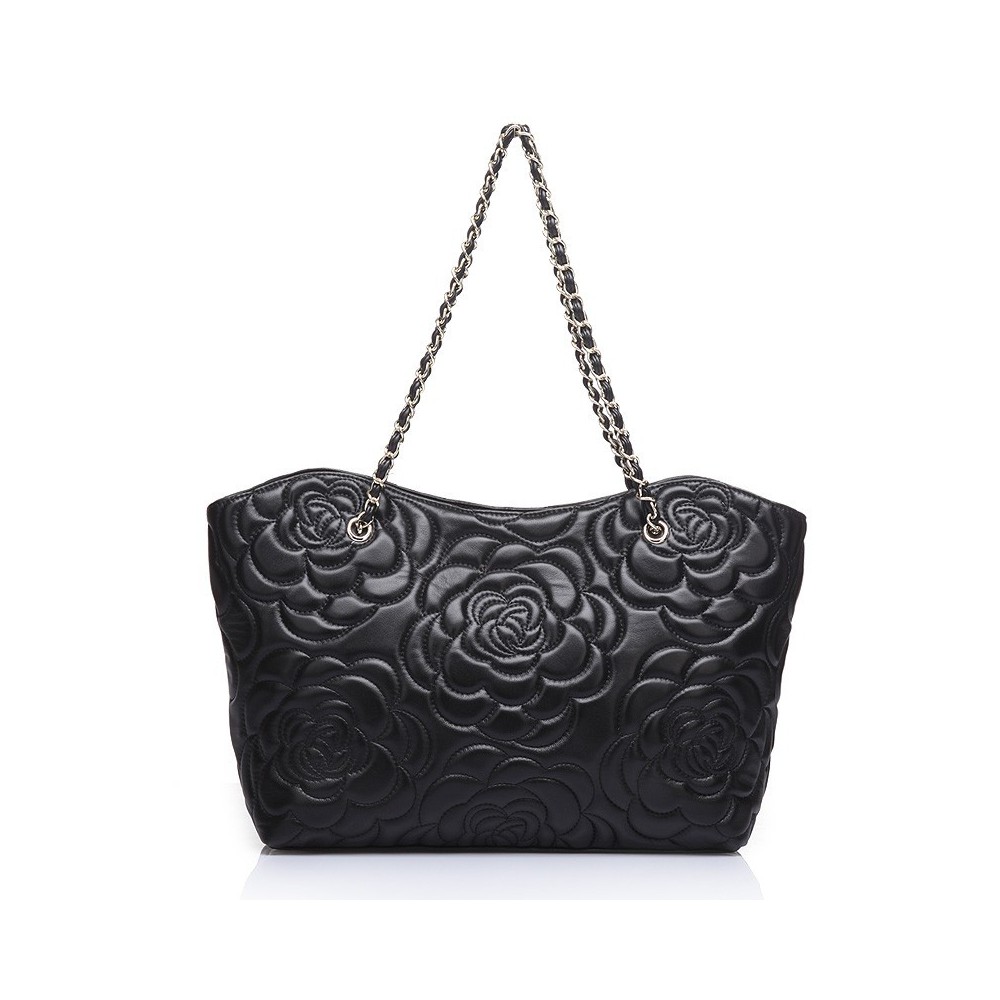 Florence Sac à Main Shopping Cabas en Vrai Cuir de Vache Noir 75114 Florence Sac à Main Shopping Cabas en Vrai Cuir de Vache Noir 75114
