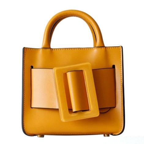 Eldora Genuine Cow Leather Top Handle Bag Yellow 77112 