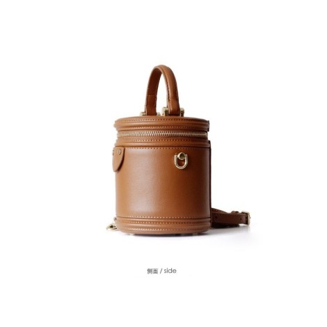 Eldora Genuine Cow Leather Bucket Bag  Brown 77118