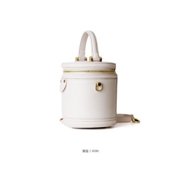 Eldora Genuine Cow Leather Bucket Bag  White 77118