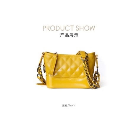 Eldora Genuine Cow Leather Shoulder Bag Yellow 77118 