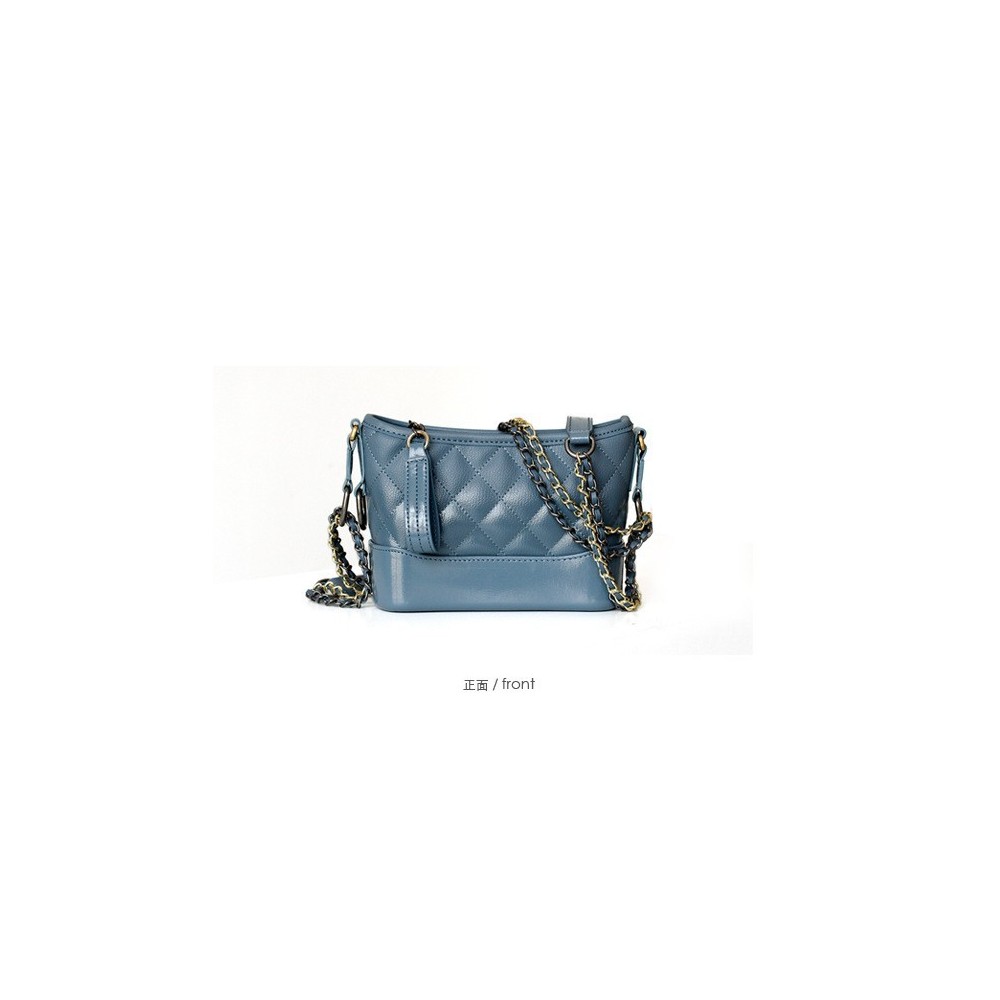 Eldora Genuine Cow Leather Shoulder Bag Blue 77118 