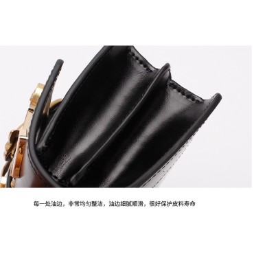Eldora Genuine Cow Leather Shoulder Bag Black 77121