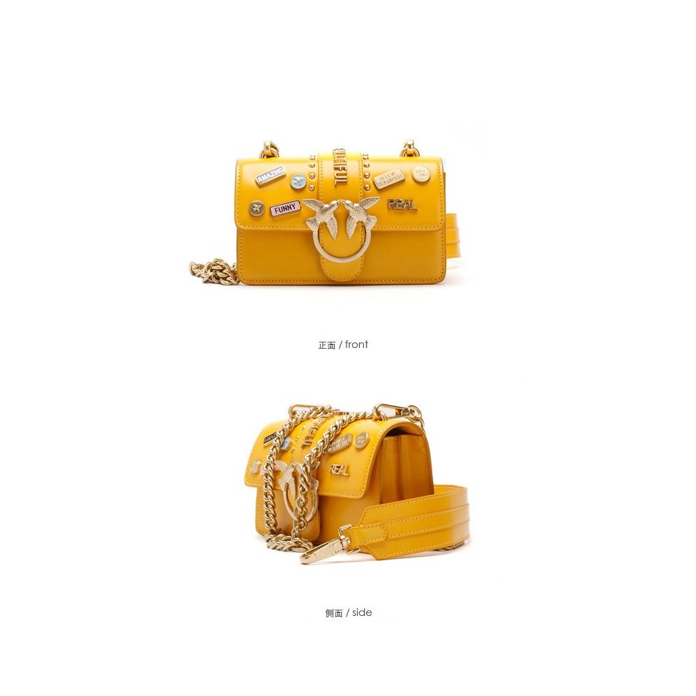 Eldora Genuine Cow Leather Shoulder Bag Yellow 77121