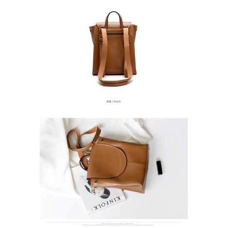 Eldora Genuine Cow Leather Backpack Bag  Brown 77124