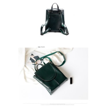 Eldora Genuine Cow Leather Backpack Bag  Dark Green 77124