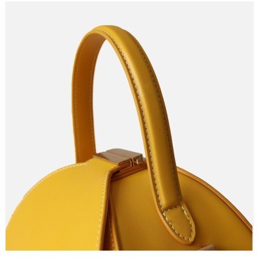 Eldora Genuine Cow Leather Top Handle Bag Yellow 77127