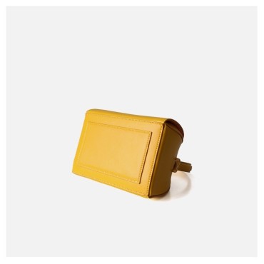 Eldora Genuine Cow Leather Top Handle Bag Yellow 77127