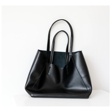Eldora Genuine Cow Leather Shoulder Bag Black 77128