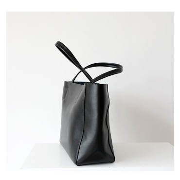 Eldora Genuine Cow Leather Shoulder Bag Black 77128