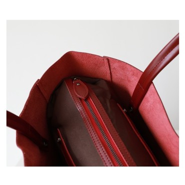 Eldora Genuine Cow Leather Shoulder Bag Dark Red 77128